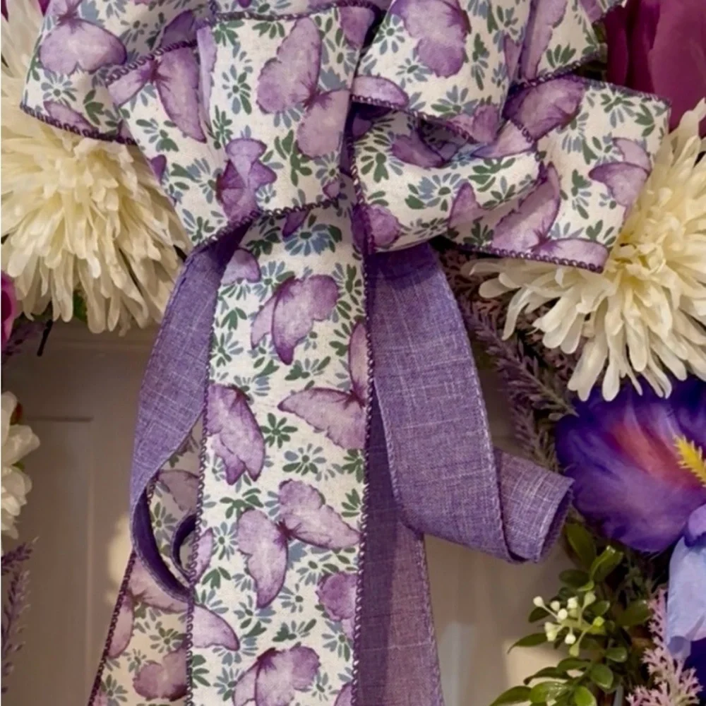 Purple and White Floral Holiday Wreath